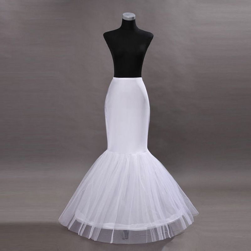 White Mermaid Tail Petticoat – Slimming Bridal Crinoline For Photography & Stage (Single Hoop Design)_ecoleips.com