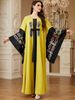 Elegant Long Kaftan Dress for Women with Sequined Embroidered Sleeves Cross Border Jalabiya Style 4366_ecoleips.com