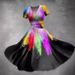 Women's Rainbow-Printed Waist-Slimming Dress_ecoleips.com