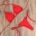 Women's bikini swimsuit solid color three-point sexy swimsuit for women with split adjustable straps_ecoleips.com