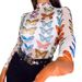 European And American Cross-border Foreign Trade Women's Clothing, Mesh Hollow Butterfly Print Long-sleeve Cropped_ecoleips.com