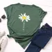 100% Cotton Women T-Shirt 2025 Summer Tshirt Creative Daisies Printed Woman Short Sleeve Tee Tops Female T Shirt_ecoleips.com