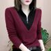 Unique Design Top 2026 Autumn/Winter German Fleece Patchwork Color Stand-Up Collar Long-Sleeved, Slimming And Warm Base_ecoleips.com