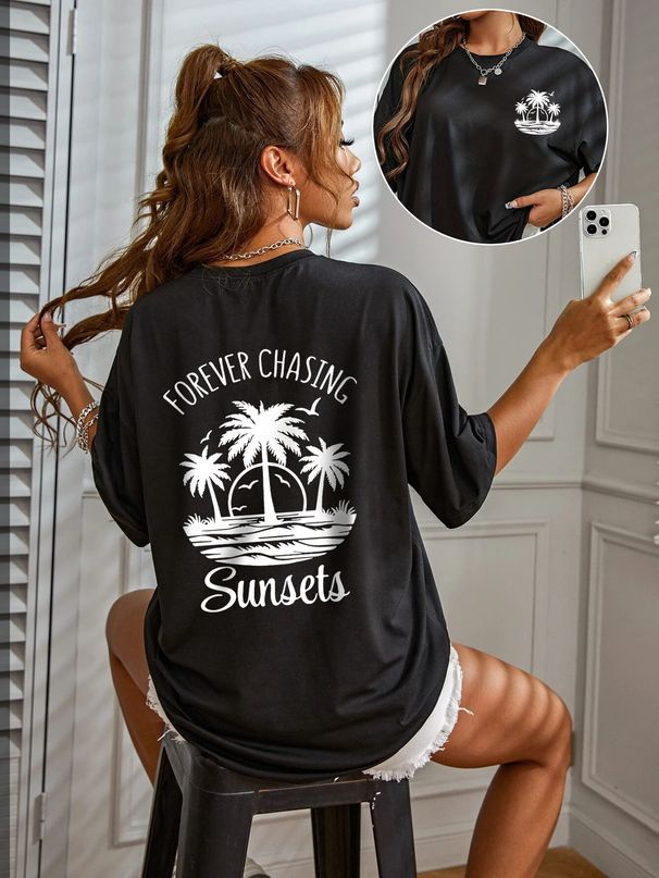 Women's Casual Round Neck Short Sleeve T-Shirt Multi-Color Style Simple Fashionable Sports Top Solid Printed Loose Fit_ecoleips.com