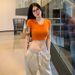 Women's Slim Fit Crop T-Shirt Short U-Neck Casual Top Versatile Solid Color Wrinkle-Resistant Fabric Sexy_ecoleips.com