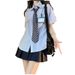 Women's Japanese Style JK Uniform Striped Shirt Loose Fitting Versatile Unique Blouse New Summer Top_ecoleips.com