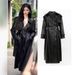 Women's Long PU Leather Trench Coat – Oversized Lapel Belted Jacket (Black Faux Leather Coat For Tall Frames)_ecoleips.com