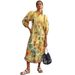 Women's Clothing Cotton And Linen Floral Print Casual Lace Up Dress_ecoleips.com
