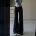 American High Street Black Micro-pull Jeans Women's Summer High-waisted Thin And High Loose Design Straight-leg Pants_ecoleips.com