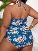 2026 Tied Halter Plus Size Swimwear Women Print Push UP Lady Large One Piece Swimsuit Brazilian Chubby Beach Curvy Bathing Suit_ecoleips.com