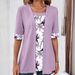 Women's Clothing Two Piece Short Sleeved Printed Splicing T Shirt Tops Women_ecoleips.com