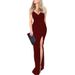 European American New Women's Fashion Sexy V-neck Dress With Straps, Sequins, And Slit, Evening Gown_ecoleips.com