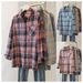 Women's Vintage Loose Fit Plaid Shirt – Casual & Slimming Oversized Checkered Blouse (S-XXL, Blue/Pink/Burgundy)_ecoleips.com