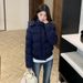 girl Girl Girl South District Fiona Navy Blue Large Fur Collar Down Jacket Women 2025 Winter New Thickened Short Cotton Coat_ecoleips.com