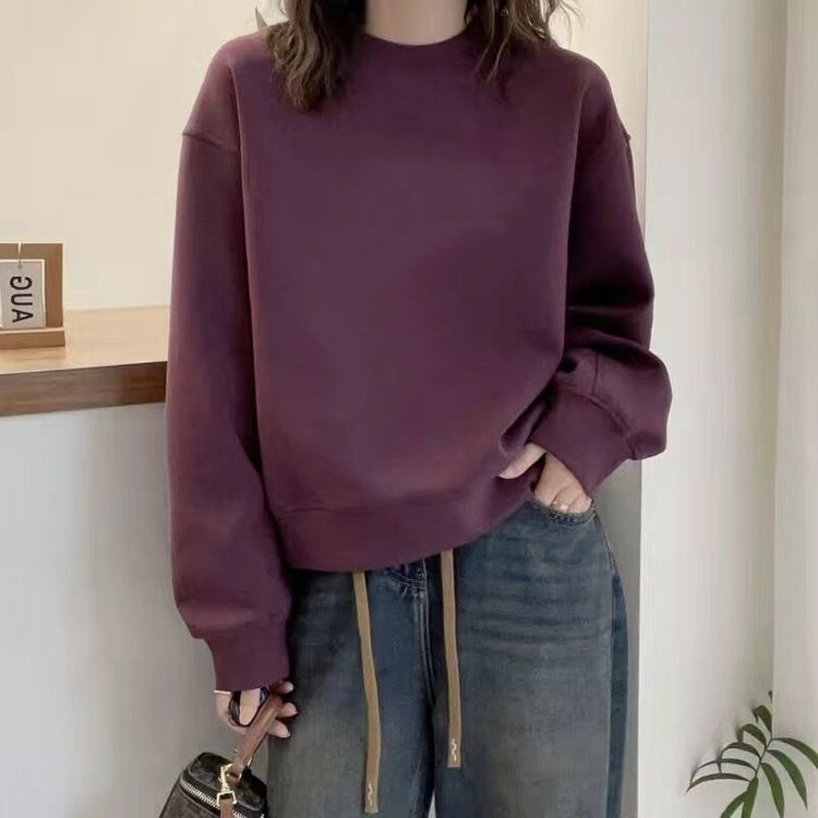 High-end Women's Sweatshirt, New Spring, Autumn, And Winter Style, Fleece-lined, Fashionable Round Neck, Loose Fit,_ecoleips.com