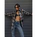 French Retro Plaid Shirt For Commuting, Casual Street Style, And Autumn/Winter Wear_ecoleips.com