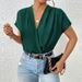 cross-border Foreign Trade Women's Clothing: Simple And Elegant Workwear Jumpsuit, Solid Color V-neck Batwing_ecoleips.com