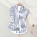 Women's Striped Shirt Casual Top Summer Fashion Versatile Short Sleeve European American Style New Spot Cross Border Foreign Trade_ecoleips.com