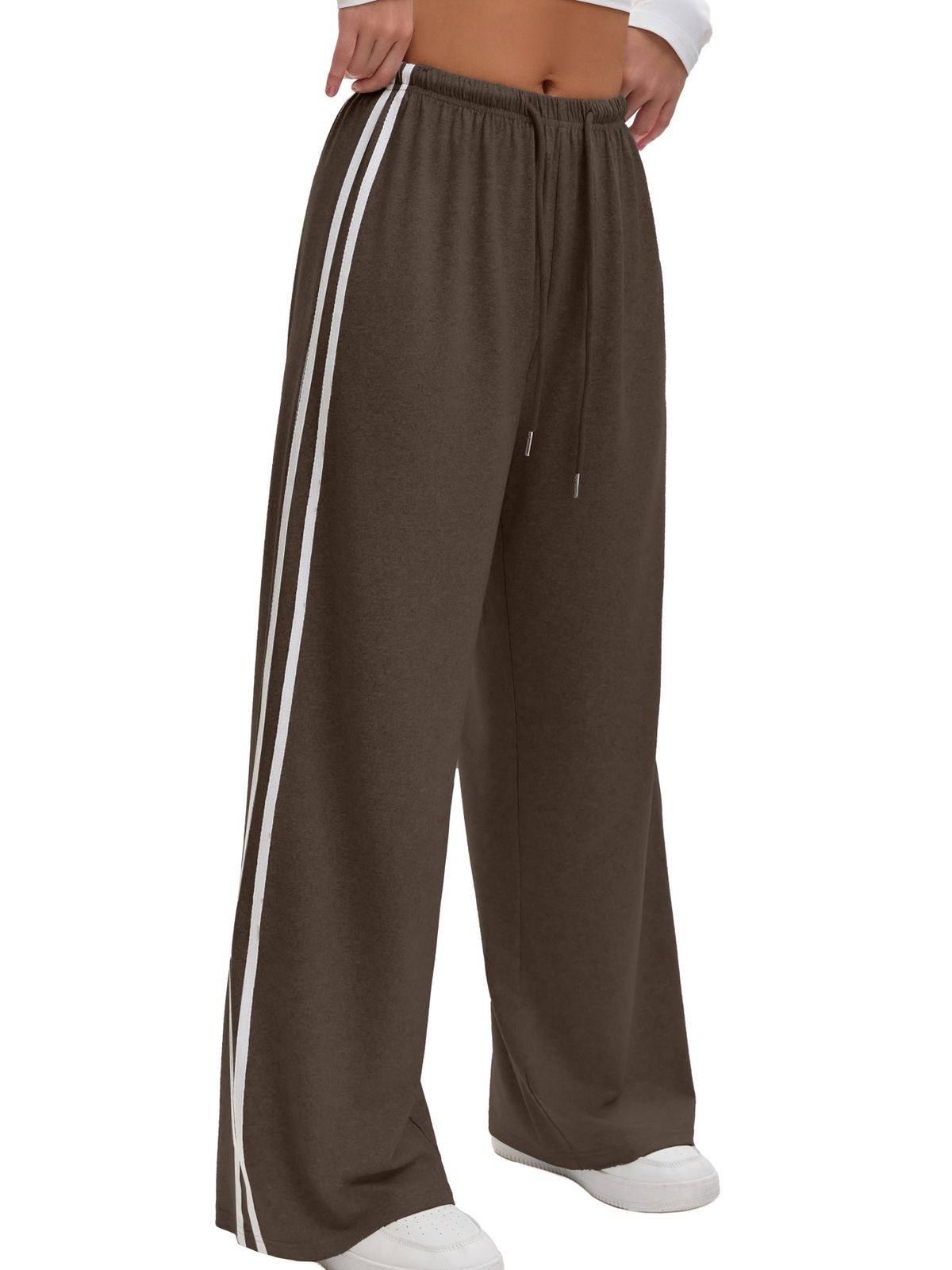 Women's Wide-Leg Yoga Pants With Side Drawstring & Double Webbing | Loose Fit Casual Athletic Trousers For Lounge & Exercise_ecoleips.com