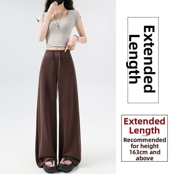 Summer New Style High-Waisted Drawstring Ice Silk Cooling Sun Protection Pants Women's Casual Floor Length Sports Fitness Yoga Pants_ecoleips.com