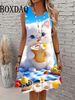 2026 Fashion Women's Dress Funny Tie Dye Puppy 3D Printed Loose Casual Vest Round Neck Dress Summer Streetwear Sleeveless Dress_ecoleips.com
