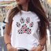 New Women's Casual Simple Harajuku Style Heart Animal Paw Print Short-sleeve T-shirt_ecoleips.com