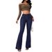 Women's Clothing Buttoned Up Slim Fit Bootcut Jeans For Women High Waisted Spliced trousers_ecoleips.com