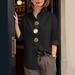 Voya Women's Spring Elegant And Dignified Top, Solid Color Stand Up Collar, Metal Buttons, Long Sleeved Shirt, Multiple Colors To Choose From_ecoleips.com