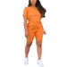 Women's Clothing Women's Summer T-Shirt And Shorts Set Solid Color Gradient Print Round Neck Short Sleeved Style Clothing_ecoleips.com
