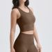 Women's Seamless Sports Bra Tight Fitting Round Neck Vest One Piece Cup Gym Wear With Breast Pads Fixed Cup Yoga Wear Short_ecoleips.com