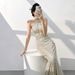 Women's Elegant Long Dress New Style Sexy Halter Neck Mermaid Style Sequined Evening Gown For Banquets_ecoleips.com