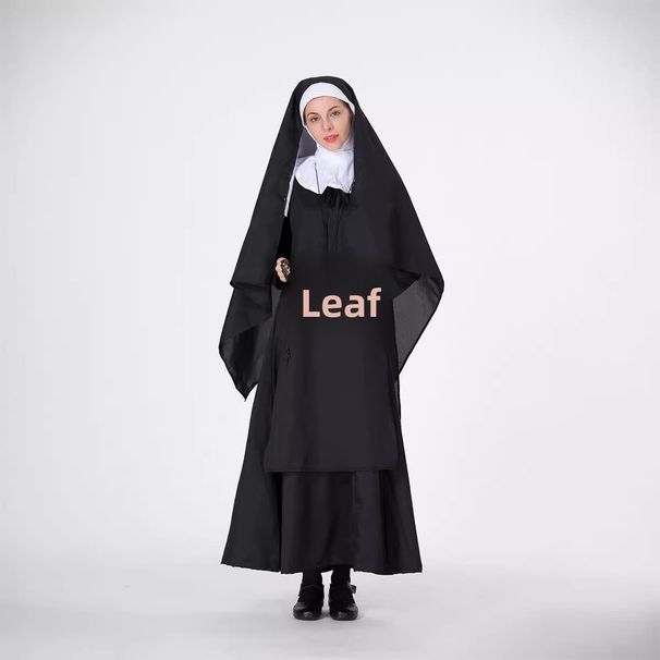 Halloween Nun Cosplay Dress Middle Eastern Arab Black Robe Adult Costume For Masquerade Performance_ecoleips.com