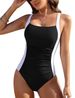 Aria Basics European And American Cross-border 2025 New Women's One-piece Bikini With Digital Print, Spliced Design, Slim Fit,_ecoleips.com