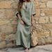 Popular New Cotton And Linen Dyed Striped Loose Dress_ecoleips.com