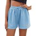 Aria Basics Aria Basics Women's Fashion 2022 New Solid Color Sports Knit Elastic Tie Casual Loose Shorts_ecoleips.com