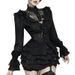 Halloween Lace Hollow out Long Sleeve Top for Women Dark Style Comfortable Casual Shirt Autumn Fashion_ecoleips.com