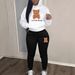 Women's Casual Hooded Sweatshirt Set With Bear Head Print Style In Stock Sweatpants_ecoleips.com