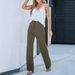 Women's Clothing Women's Casual Straight Leg Pants High Waist Button Elastic With Multiple Pockets Fashion For Formal & Casual For Women_ecoleips.com