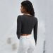 Voya Women's 2026 Irregular Round Neck Knitted Long Sleeve T-shirt Sexy Fashion Solid Color Top_ecoleips.com
