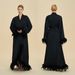 Aria Basics Cross-border European And American Sexy Feather Cardigan-style Tie-up Robe, Spring-summer Long-sleeved Long Women's_ecoleips.com