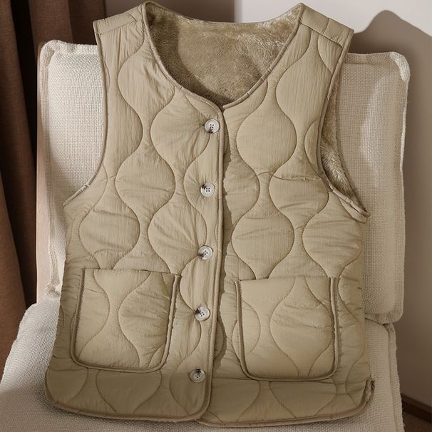 Aria Basics New Winter Made Of Lamb Wool, Double-sided Warm With Pockets, Stylish And Fashionable Outerwear Vest For Women_ecoleips.com