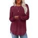 Women’s Long Sleeve Blouse – Relaxed Fit Round Neck Tunic Top With Side Slits (10 Elegant Colors, Polyester Stretch, Office & Casual Wear)_ecoleips.com