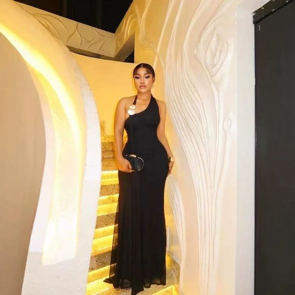 Women's Clothing Halter Neck Ribbon Mesh Fishtail Skirt Slim Fit Pleated Design Long Skirt Fashionable And Sexy_ecoleips.com