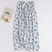 Floral Printed Womens Pajama Soft Calf Length Elastic Waist Pants Pyjama Pijama Femme Casual Home Clothes Women Holiday Clothes_ecoleips.com