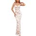 Women's Clothing Sleeveless Lace Up Backpack Hip Sexy Waist Floral Suspender Dress_ecoleips.com