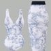 Elegant Retro Print One-Piece Swimsuit Slimming Design Sexy Comfortable Women's Beach Pool Swimwear_ecoleips.com