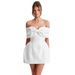 New European And American Summer Style Sweet Slim-Fit Jacquard Strapless Bow Tie Short Dress Wholesale Off-Shoulder_ecoleips.com