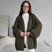 Oversized Alpaca-Style Cardigan Coat Longline Knit Duster With Lantern Sleeves ( Warm Winter Layering Essential In White/Charcoal)_ecoleips.com