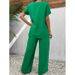 Women's Clothing Two Piece Suit Short Sleeved Pullover Round Neck Loose Casual Irregular Suit_ecoleips.com