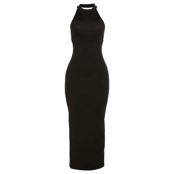 Women’s Clothing New Summer Women's Fashionable Halterneck Sexy Backless Slit Hip Covered Slim Dress For Women_ecoleips.com